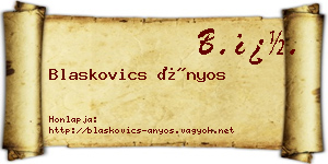 Blaskovics Ányos névjegykártya